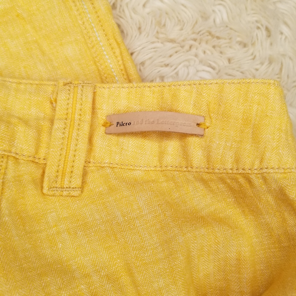 Anthropologie Pilcro Linen Trouser Pants Yellow Wide Leg Wmn's Size 10 Anthro - Picture 7 of 7
